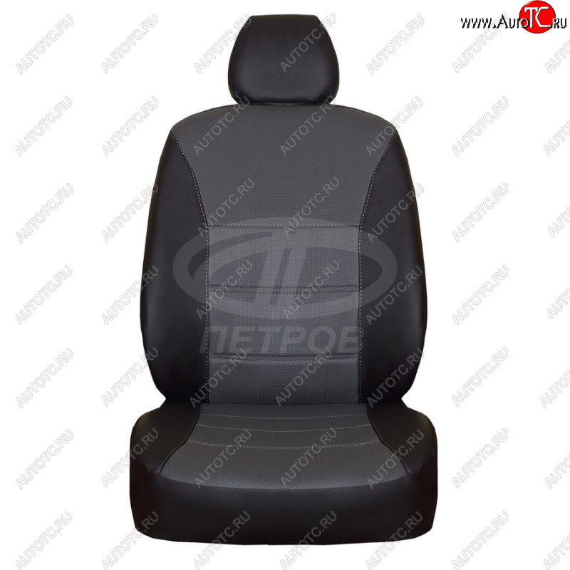 4 749 р. Чехлы сидений (экокожа) ПЕТРОВ Орегон Toyota Avensis T270 седан дорестайлинг (2008-2011) (черный/серый)  с доставкой в г. Пермь