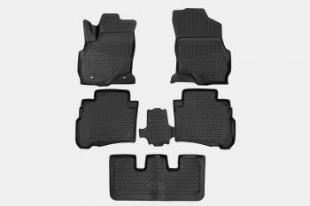 Коврики салона (полиуретан) Element 3D Toyota Fortuner  AN160 (2020-2025) рестайлинг (Чёрные)