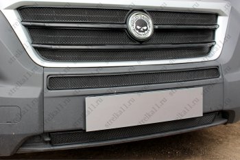 6 399 р. Защитная сетка в бампер (ячейка 3х7 мм, 5 частей) Alfeco Стандарт Fiat Ducato 290 (2014-2025) (Чёрная)  с доставкой в г. Пермь. Увеличить фотографию 5