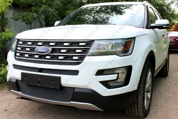 3 399 р. Защитная сетка в бампер (ячейка 4х10 мм, середина) Alfeco Премиум Ford Explorer U502 1-ый рестайлинг, 5 дв. (2015-2018) (Чёрная)  с доставкой в г. Пермь. Увеличить фотографию 3