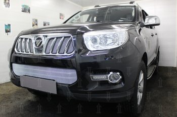 Защитная сетка в решетку радиатора (ячейка 3х7 мм, комплект) Стрелка11 Стандарт Foton Sauvana (2014-2020) (хром)