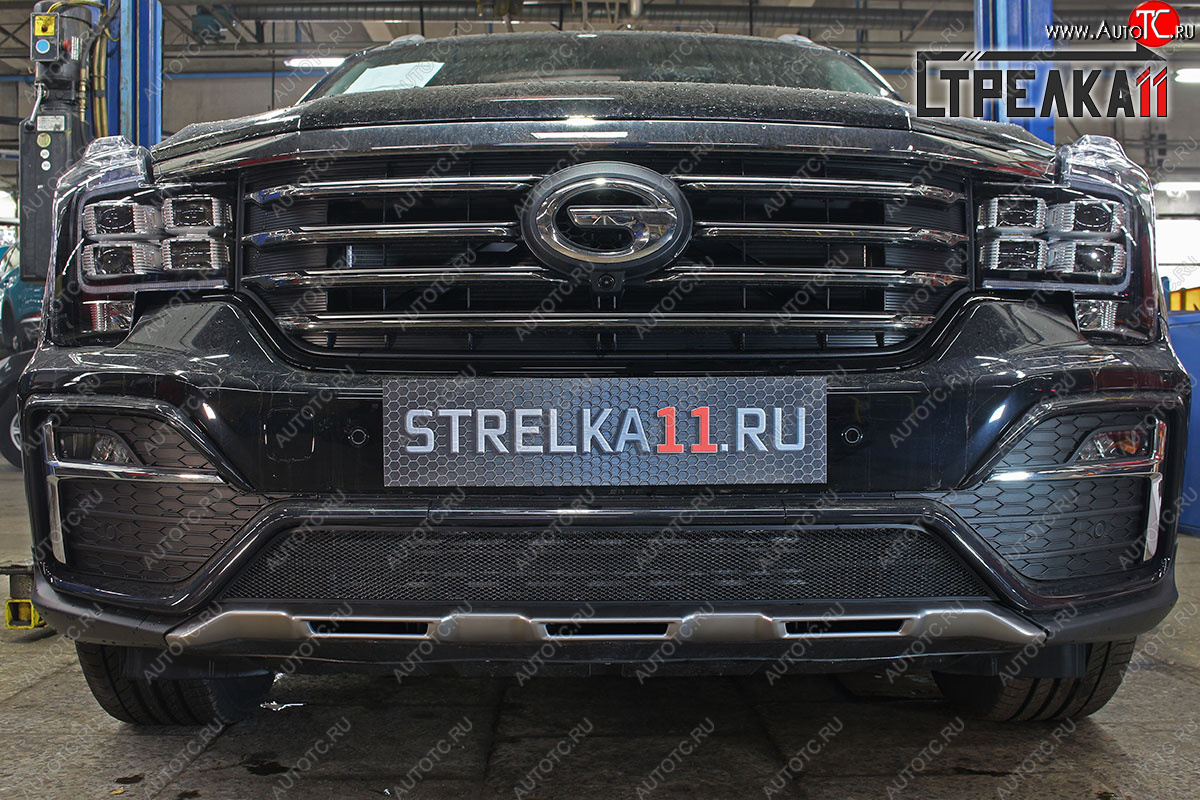 2 799 р. Защитная сетка радиатора в бампер (ячейка 3х7 мм, с датчиком ACC, GT) Стрелка11 Стандарт GAC GS8 (2016-2023) (черная)  с доставкой в г. Пермь