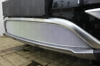 Защитная сетка радиатора в бампер (ячейка 4х10 мм) Стрелка11 Премиум Geely Atlas  NL3 (2016-2022) (хром)