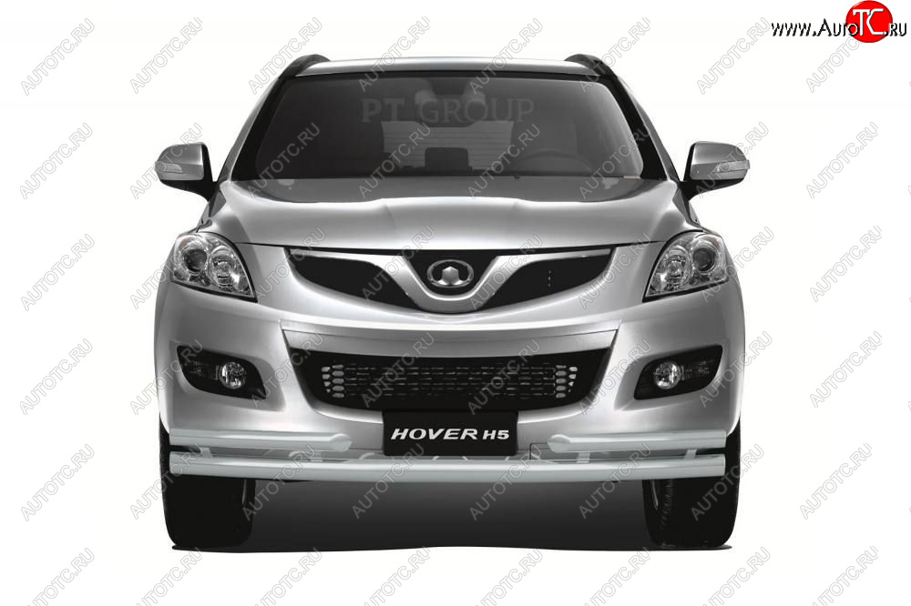 6 529 р. Защита переднего бампера (с углами, Ø63 и 51) Petroil Tuning  Great Wall Hover H3 (2010-2014)  дорестайлинг (окрашенный в цвет серебристый (Искра))  с доставкой в г. Пермь