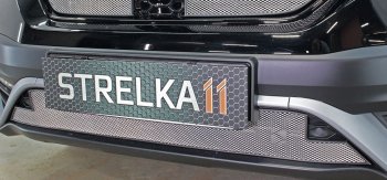Защитная сетка радиатора в бампер (ячейка 3х7 мм, низ, парктроник) Стрелка11 Стандарт Honda CR-V  RW,RT (2019-2022) рестайлинг (хром)