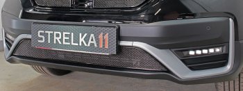 Защитная сетка радиатора в бампер (ячейка 4х10 мм, низ) Стрелка11 Премиум Honda CR-V  RW,RT (2019-2022) рестайлинг (черная)