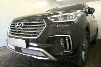           Защита радиатора Hyundai Grand Santa Fe I 2015- (2 части) с датчиком ACC chrome Hyundai Grand Santa Fe  1 DM (2016-2018) рестайлинг (хром)