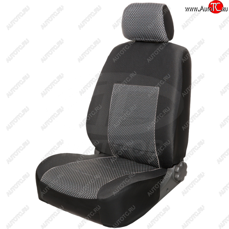4 799 р. Чехлы сидений (экокожа-жаккард, 2/3, без airbag) Петров К1 Renault Sandero (B8) дорестайлинг (2014-2018) (Черный)  с доставкой в г. Пермь