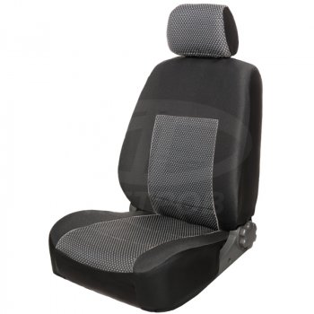 Чехлы сидений (экокожа-жаккард, 2/3) Петров К1 Nissan Almera G15 седан (2012-2019) (Черный)