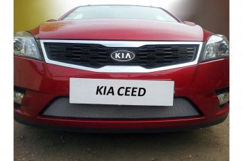 Защитная сетка радиатора в бампер (ячейка 3х7 мм) Стрелка11 Стандарт KIA Ceed  1 ED (2010-2012) рестайлинг универсал, рестайлинг, хэтчбэк 5 дв. (хром)