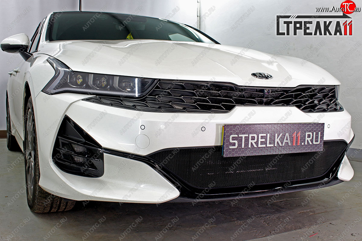 3 089 р. Защитная сетка радиатора в бампер (ячейка 3х7 мм, GT-Line) Стрелка11 Стандарт KIA K5 DL (2019-2022) (черная)  с доставкой в г. Пермь