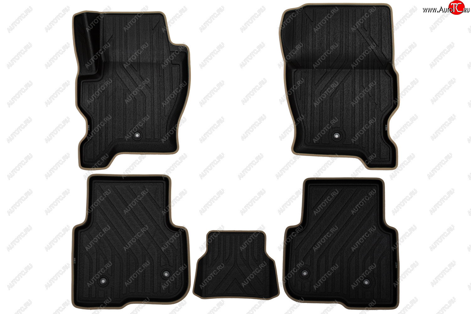 5 999 р. Коврики салона (Polystar) KVEST 3D Land Rover Discovery 4 L319 (2009-2016) (Чёрные с бежевым)  с доставкой в г. Пермь