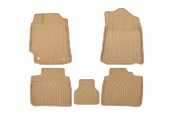 Комплект ковриков в салон Kvest 3D (полистар, основа - бежевая, кант - бежевый) Toyota Camry ( XV50,  XV55) (2011-2018) дорестайлинг, 1-ый рестайлинг, 2-ой рестайлинг