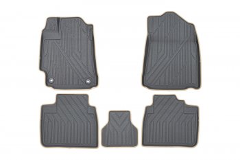 Комплект ковриков в салон Kvest 3D (полистар, основа - серая, кант - бежевый) Toyota Camry ( XV50,  XV55) (2011-2018) дорестайлинг, 1-ый рестайлинг, 2-ой рестайлинг