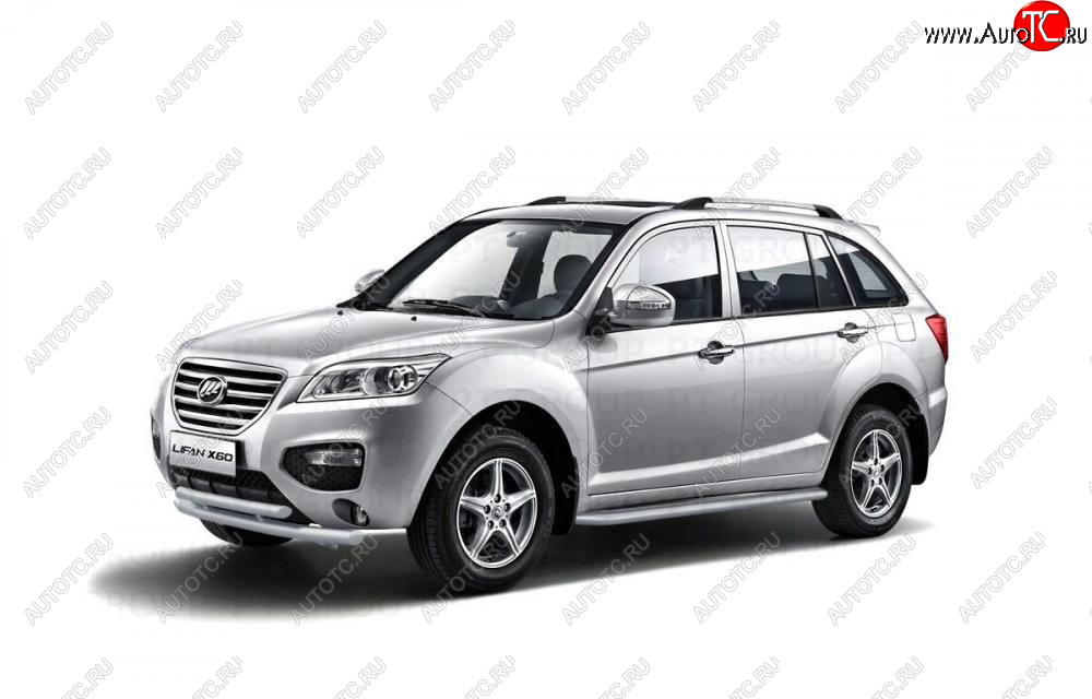 10 829 р. Защита порогов с алюм. площадкой 51мм ИСКРА (ППК) LIFAN X60 2012-  Lifan X60 (2011-2025) дорестайлинг, 1-ый рестайлинг, 2-ой рестайлинг (окраска в серебристый (Искра))  с доставкой в г. Пермь