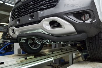 6 199 р. Защита переднего бампера (волна, Ø63) Petroil Tuning  Лада Нива Трэвел (2021-2025) (212300-80) (сталь в цвет черный (Шагрень))  с доставкой в г. Пермь. Увеличить фотографию 4