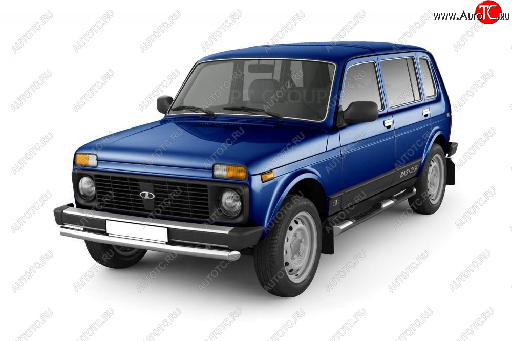 19 499 р. Защита порогов (с накладками, Ø76 мм) Petroil Tuning Лада нива 4х4 2131 5 дв. дорестайлинг (1993-2019) (полированная нержавейка)  с доставкой в г. Пермь