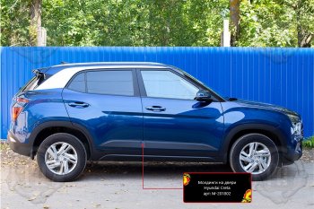 Комплект молдингов на двери (4 шт, шагрень) Русская Артель Hyundai Creta  SU (2020-2022) (Поверхность текстурная)