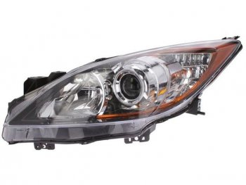 Левая фара передняя (чёрная, под корректор, линза) BodyParts Mazda 3/Axela  BL (2009-2013) дорестайлинг седан, дорестайлинг, хэтчбэк 5 дв., рестайлинг седан, рестайлинг, хэтчбэк