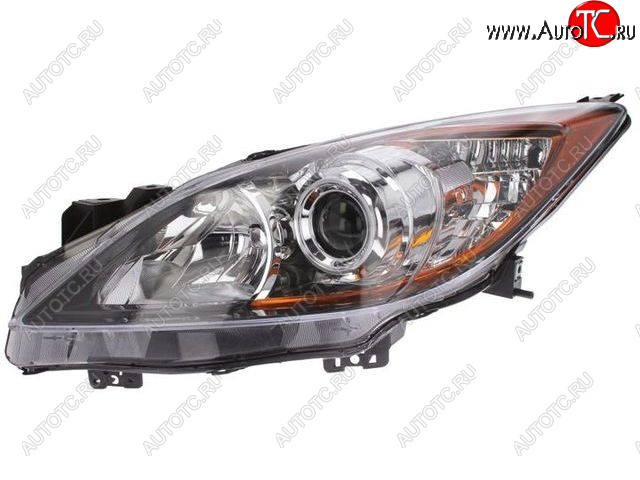 8 849 р. Левая фара передняя (чёрная, под корректор, линза) BodyParts  Mazda 3/Axela  BL (2009-2013) дорестайлинг седан, дорестайлинг, хэтчбэк 5 дв., рестайлинг седан, рестайлинг, хэтчбэк  с доставкой в г. Пермь
