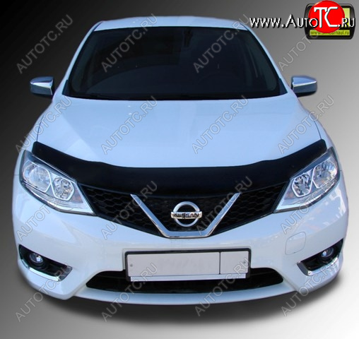 1 329 р. Дефлектор капота SIM Nissan Tiida 2 хэтчбек C13 дорестайлинг (2015-2016)  с доставкой в г. Пермь