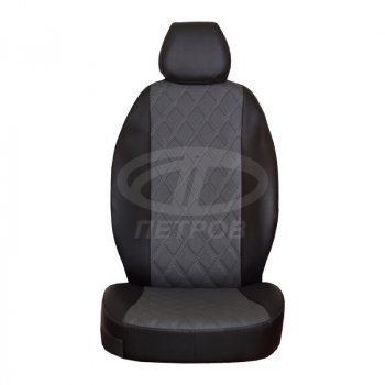 4 999 р. Чехлы сидений (экокожа, 2/3) ПЕТРОВ Орегон Ромб  Nissan Almera  G15 (2012-2019) седан (черный/серый)  с доставкой в г. Пермь. Увеличить фотографию 2