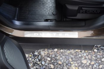 3 239 р. Пороги накладки Petroil Tuning  Renault Duster  HM (2021-2024) рестайлинг (полированная нержавейка)  с доставкой в г. Пермь. Увеличить фотографию 2