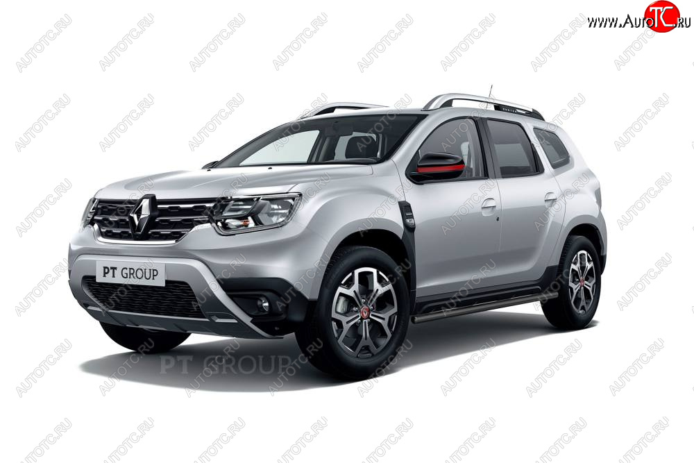 6 349 р. Защита порогов (прямая, Ø63 мм) Petroil Tuning  Renault Duster  HM (2021-2024) рестайлинг (окраска в черный (Шагрень))  с доставкой в г. Пермь