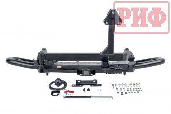 Бампер силовой задний РИФ Toyota Land Cruiser Prado J150 дорестайлинг (2009-2013) (С квадратом под фаркоп, калиткой и подсветкой номера)
