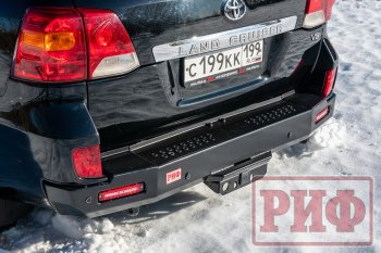 90 209 р. Бампер силовой задний РИФ Toyota Land Cruiser 200 1-ый рестайлинг (2012-2015) (с квадратом под фаркоп и фонарями)  с доставкой в г. Пермь. Увеличить фотографию 2