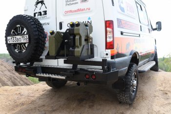 114 319 р. Бампер силовой задний (стандарт) РИФ  ГАЗ Соболь ( 2217 автобус,  2752,  2217 Бизнес автобус,  2752,Бизнес) (1998-2025) дорестайлинг , дорестайлинг цельнометаллический фургон, 1-ый рестайлинг, 1-ый рестайлинг цельнометаллический фургон, 2-ой рестайлинг автобус, 2-ой рестайлинг цельнометаллический фургон (с квадратом под фаркоп, 2-мя калитками, фонарями, подсветкой номера)  с доставкой в г. Пермь. Увеличить фотографию 3