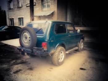 67 169 р. Бампер РИФ силовой задний ВАЗ Нива с квадратом под фаркоп, калиткой, фонарями, подсветкой номера  Лада Нива 4х4  2121 - нива 4х4 ( 2131,  2121 Бронто,  2121,  2121 (Legend)) (С квадратом под фаркоп, калиткой, фонарями и подсветкой номера)  с доставкой в г. Пермь. Увеличить фотографию 3