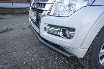 44 249 р. Бампер передний силовой РИФ Mitsubishi Pajero 4 V90 2-ой рестайлинг (2014-2020) (Под площадку для лебёдки RIFPJR-30000 с защитой радиатора)  с доставкой в г. Пермь. Увеличить фотографию 2