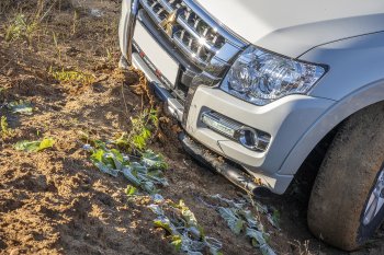 44 249 р. Бампер передний силовой РИФ Mitsubishi Pajero 4 V90 2-ой рестайлинг (2014-2020) (Под площадку для лебёдки RIFPJR-30000 с защитой радиатора)  с доставкой в г. Пермь. Увеличить фотографию 5