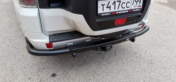Бампер задний силовой РИФ Mitsubishi Pajero 4 V90 дорестайлинг (2006-2011) (С квадратом под фаркоп)