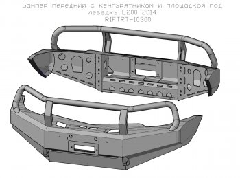 62 509 р. Бампер передний силовой РИФ  Mitsubishi L200  4 - Pajero Sport  PB (С защитной дугой и защитой бачка омывателя)  с доставкой в г. Пермь. Увеличить фотографию 4