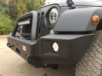 62 389 р. Бампер силовой передний РИФ  Jeep Wrangler  JK (2006-2010) 3 дв. дорестайлинг (с доп. фарами и центральной защитной дугой)  с доставкой в г. Пермь. Увеличить фотографию 6