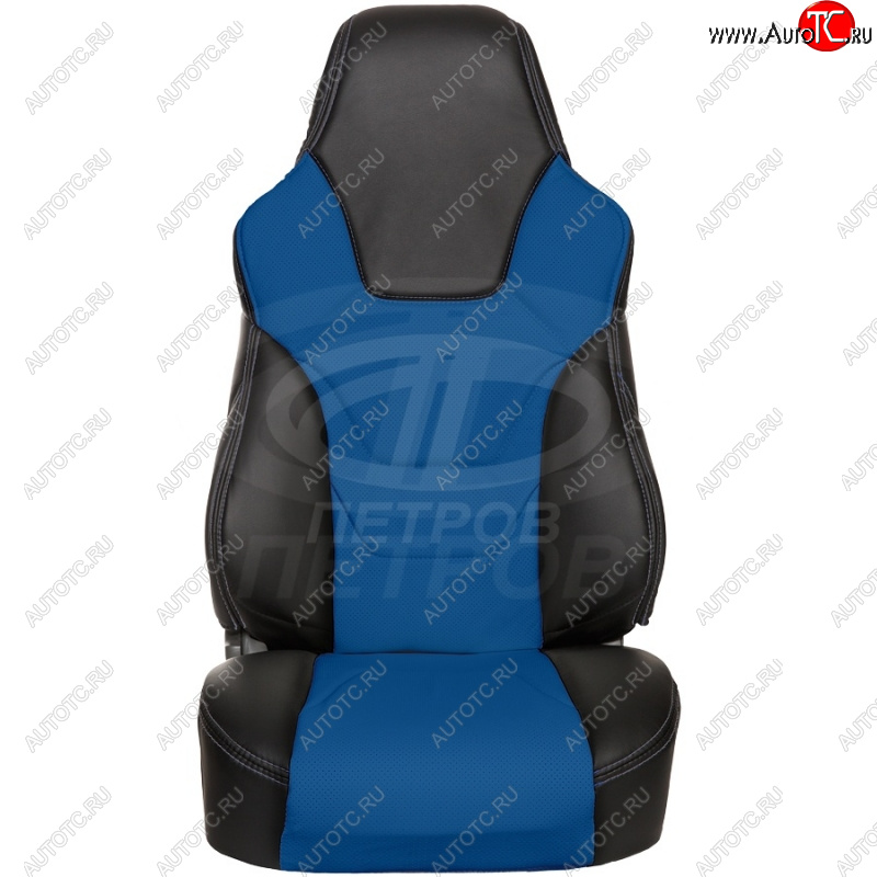 5 599 р. Чехлы (экокожа, base/classic, 60/40) ПЕТРОВ R.SPORT  Hyundai Solaris  RBr (2010-2017), KIA Rio  3 QB (2011-2017) (черный/синий)  с доставкой в г. Пермь