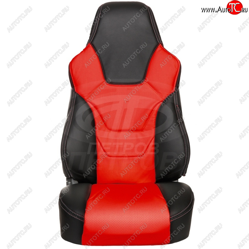5 599 р. Чехлы (экокожа, base/classic, 60/40) ПЕТРОВ R.SPORT  Hyundai Solaris  RBr (2010-2017), KIA Rio  3 QB (2011-2017) (черный/красный)  с доставкой в г. Пермь