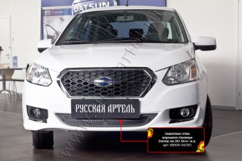 Защитная сетка решетки переднего бампера Русская Артель Datsun on-DO (2014-2019) седан дорестайлинг (Поверхность текстурная)