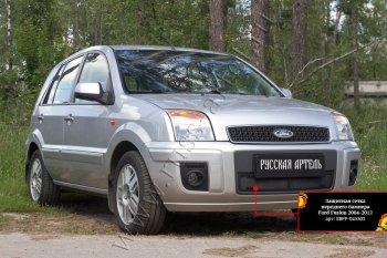 Защитная сетка и зимняя заглушка решетки переднего бампера Русская Артель Ford Fusion  1 (2005-2012)  рестайлинг, хэтчбэк