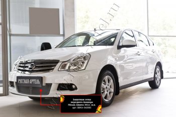 Защитная сетка решетки переднего бампера Русская Артель Nissan Almera  G15 (2012-2019) седан (Поверхность текстурная)