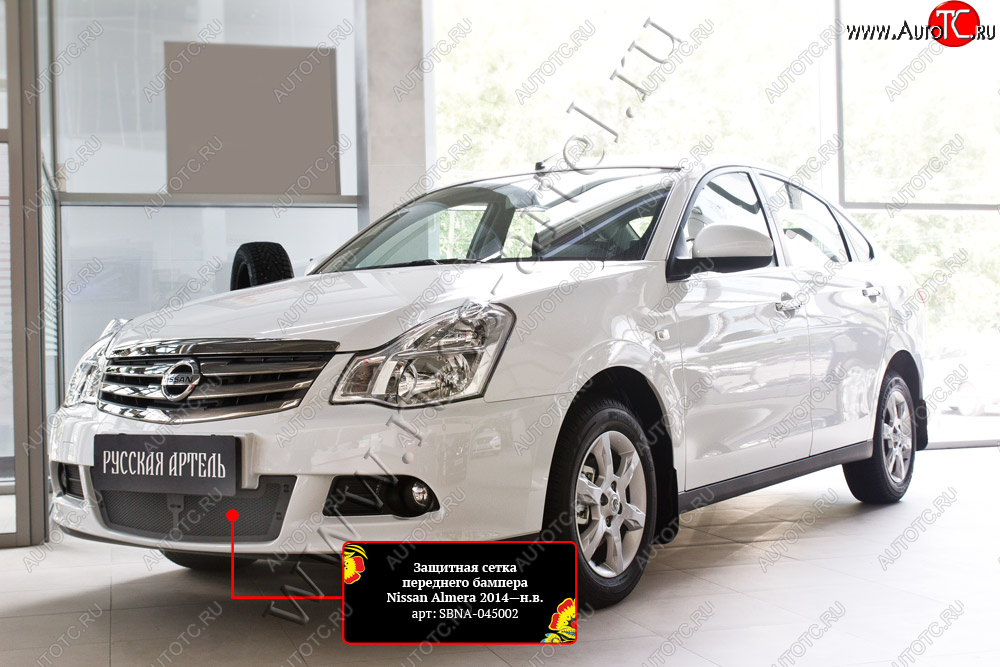 2 159 р. Защитная сетка решетки переднего бампера Русская Артель  Nissan Almera  G15 (2012-2019) седан (Поверхность текстурная)  с доставкой в г. Пермь