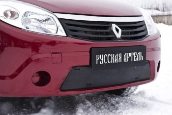 3 599 р. Комплект защиты (сетка и зимняя заглушка) в передний бампер Русская Артель  Renault Sandero  (BS) (2009-2014) (Поверхность текстурная)  с доставкой в г. Пермь. Увеличить фотографию 2