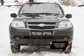 Защитная сетка решетки переднего бампера Русская Артель Chevrolet Niva 2123 рестайлинг (2009-2020) (Поверхность текстурная)
