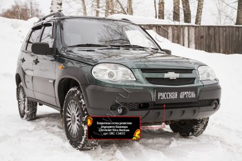 1 299 р. Защитная сетка решетки переднего бампера Русская Артель  Chevrolet Niva  2123 (2009-2020), Лада 2123 (Нива Шевроле) (2009-2020) (Поверхность текстурная)  с доставкой в г. Пермь. Увеличить фотографию 2