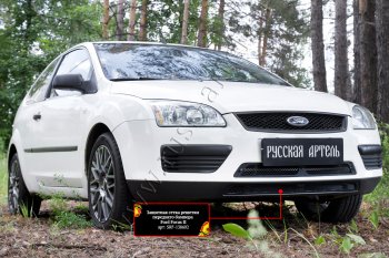 Защитная сетка решетки переднего бампера Русская Артель Ford Focus  2 (2004-2008)  седан дорестайлинг, универсал дорестайлинг, хэтчбэк 3 дв. дорестайлинг, хэтчбэк 5 дв. дорестайлинг (Поверхность текстурная)