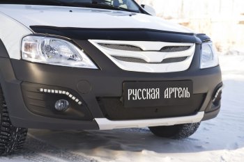 2 969 р. Защитная сетка и зимняя заглушка решетки бампера Русская Артель  Лада Ларгус (2012-2021) дорестайлинг R90 (Поверхность текстурная)  с доставкой в г. Пермь. Увеличить фотографию 2