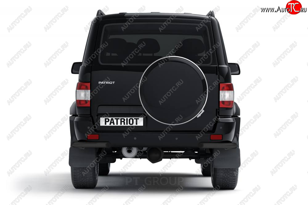 5 479 р. Защита заднего бампера (угловая Ø63 мм) Petroil Tuning  Уаз Патриот ( 3163 5-дв.,  3163 5 дв.) (2014-2025) 1-ый рестайлинг, 2-ой рестайлинг (окраска в черный (Шагрень))  с доставкой в г. Пермь