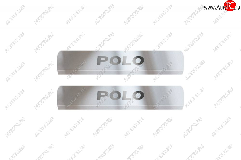 2 499 р. Пороги накладки Petroil Tuning  Volkswagen Polo  Mk6 (2020-2022) лифтбек (полированная нержавейка)  с доставкой в г. Пермь